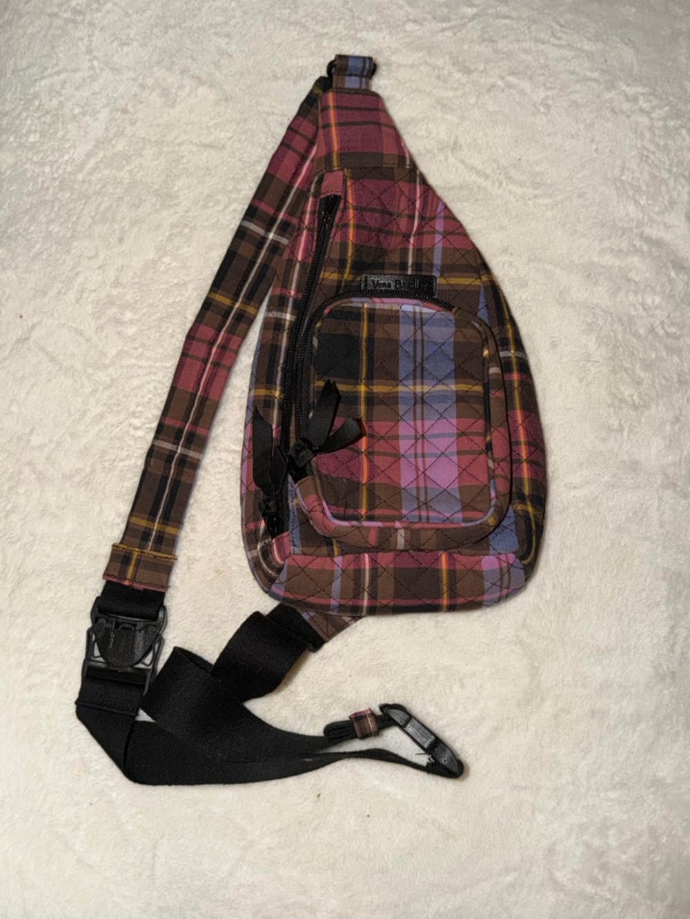 Vera Bradley Pink and Brown Plaid Sling Belt Bag